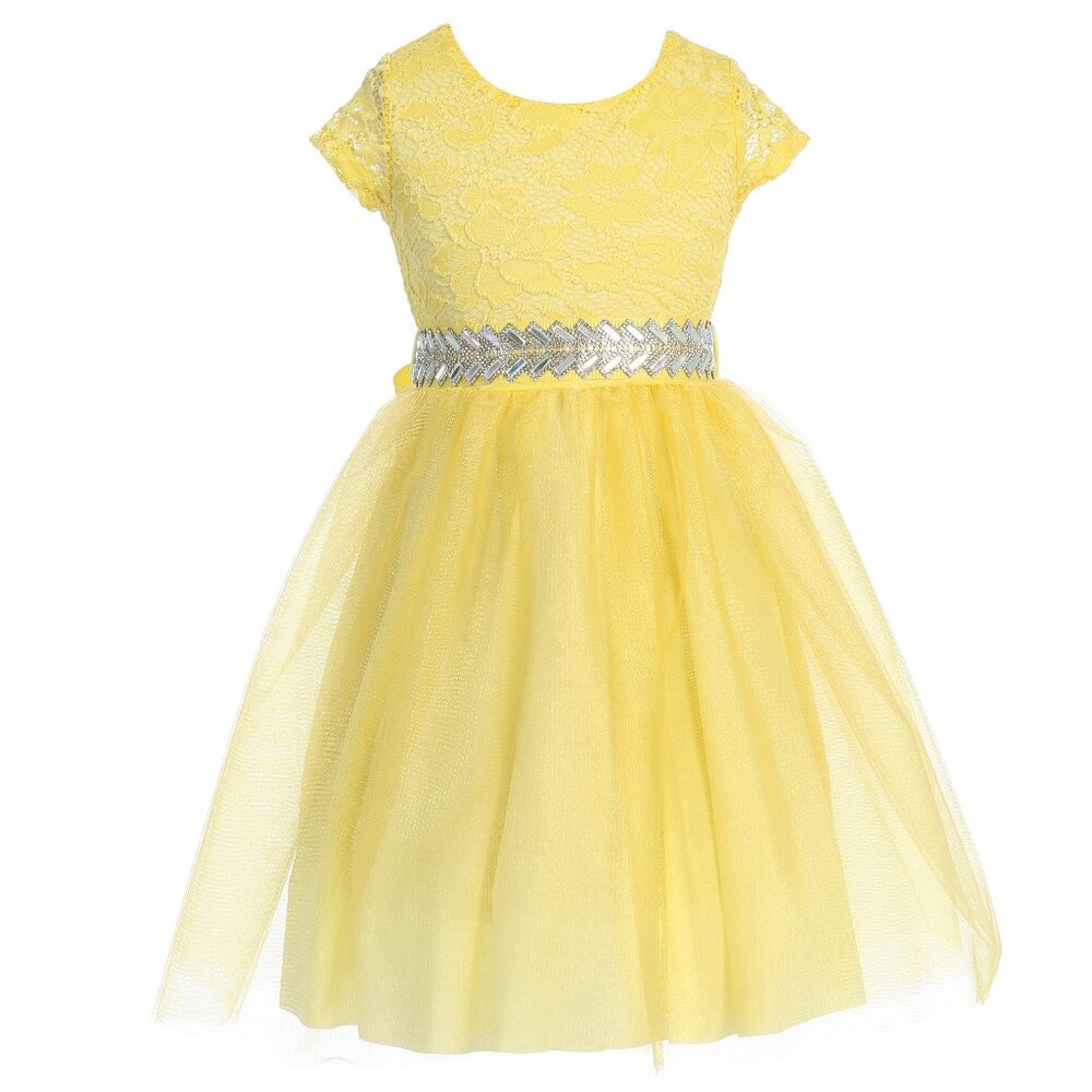 Big Girls Junior Girls Cap Sleeve Floral Lace Easter Wedding Flower Girl Dress
